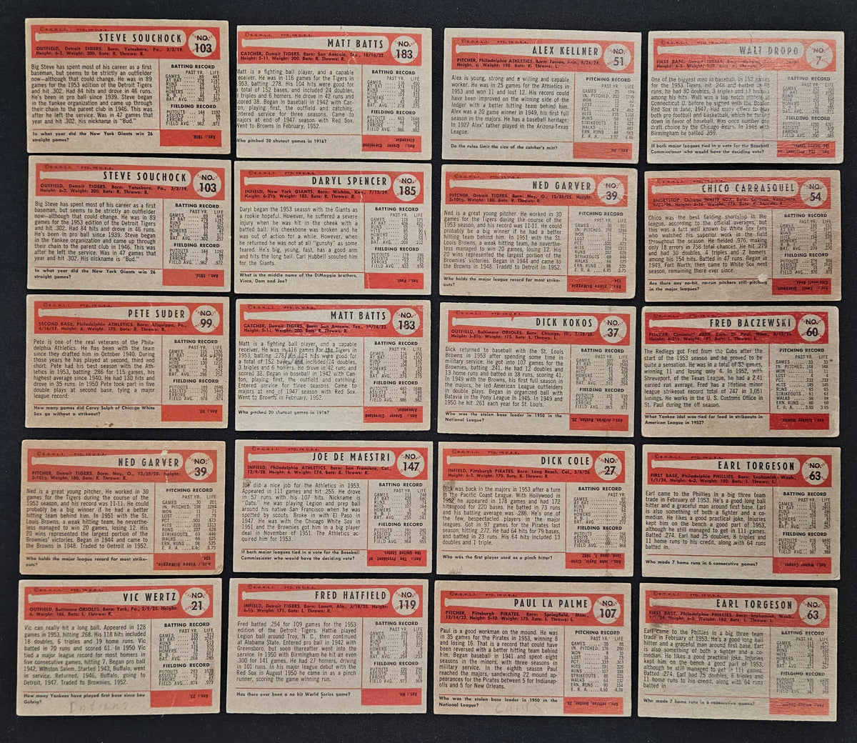 1954 Bowman Baseball (Lot Of 49) Low Grade Overall