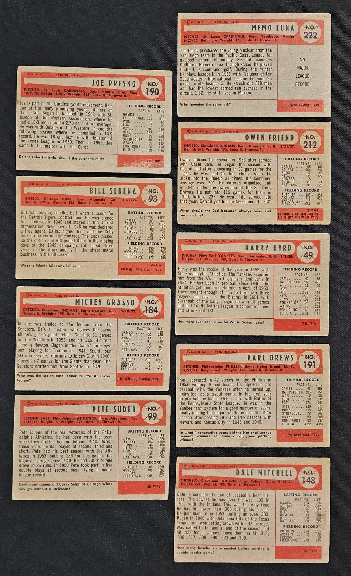 1954 Bowman Baseball (Lot Of 49) Low Grade Overall