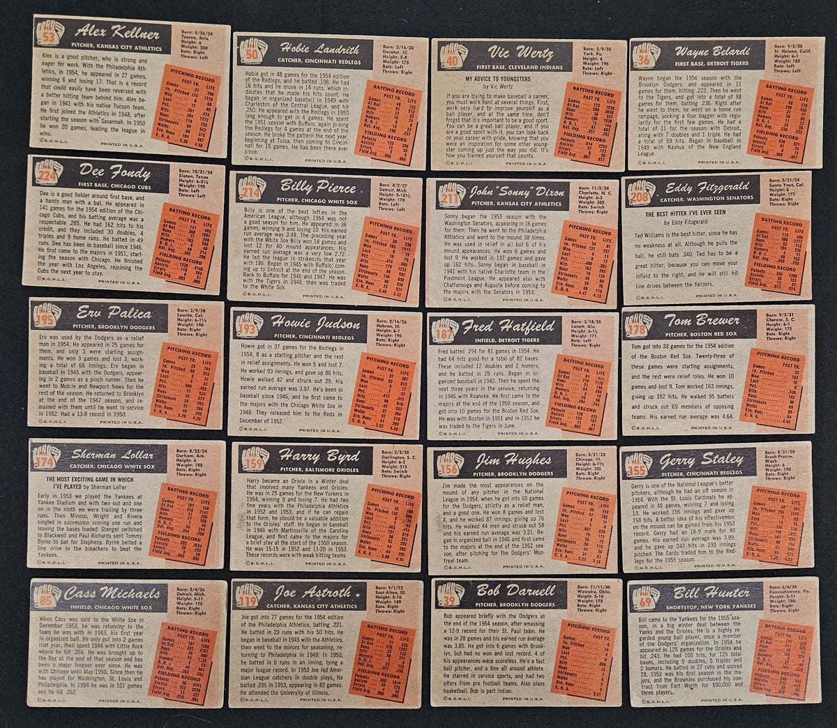 1955 Bowman Baseball (Lot Of 50, 3 Umpire Cards) Low Grade Overall