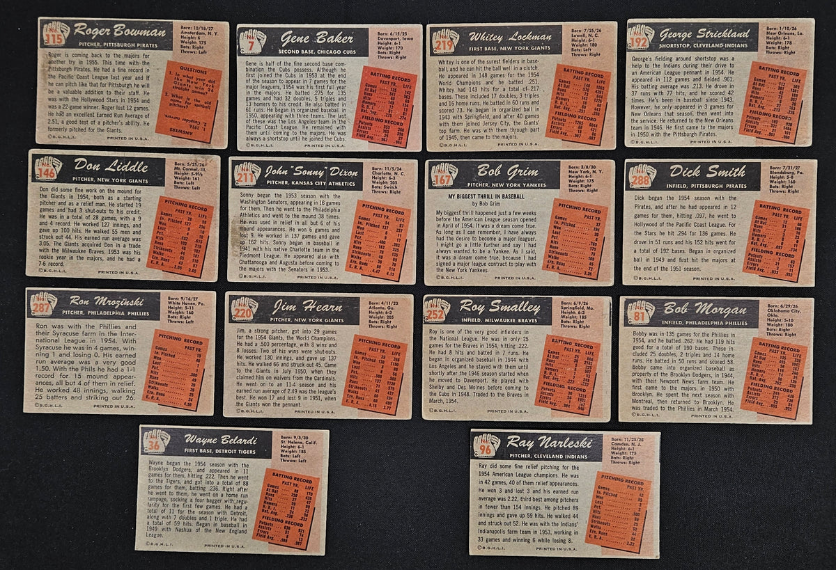 1955 Bowman Baseball (Lot Of 50, 3 Umpire Cards) Low Grade Overall