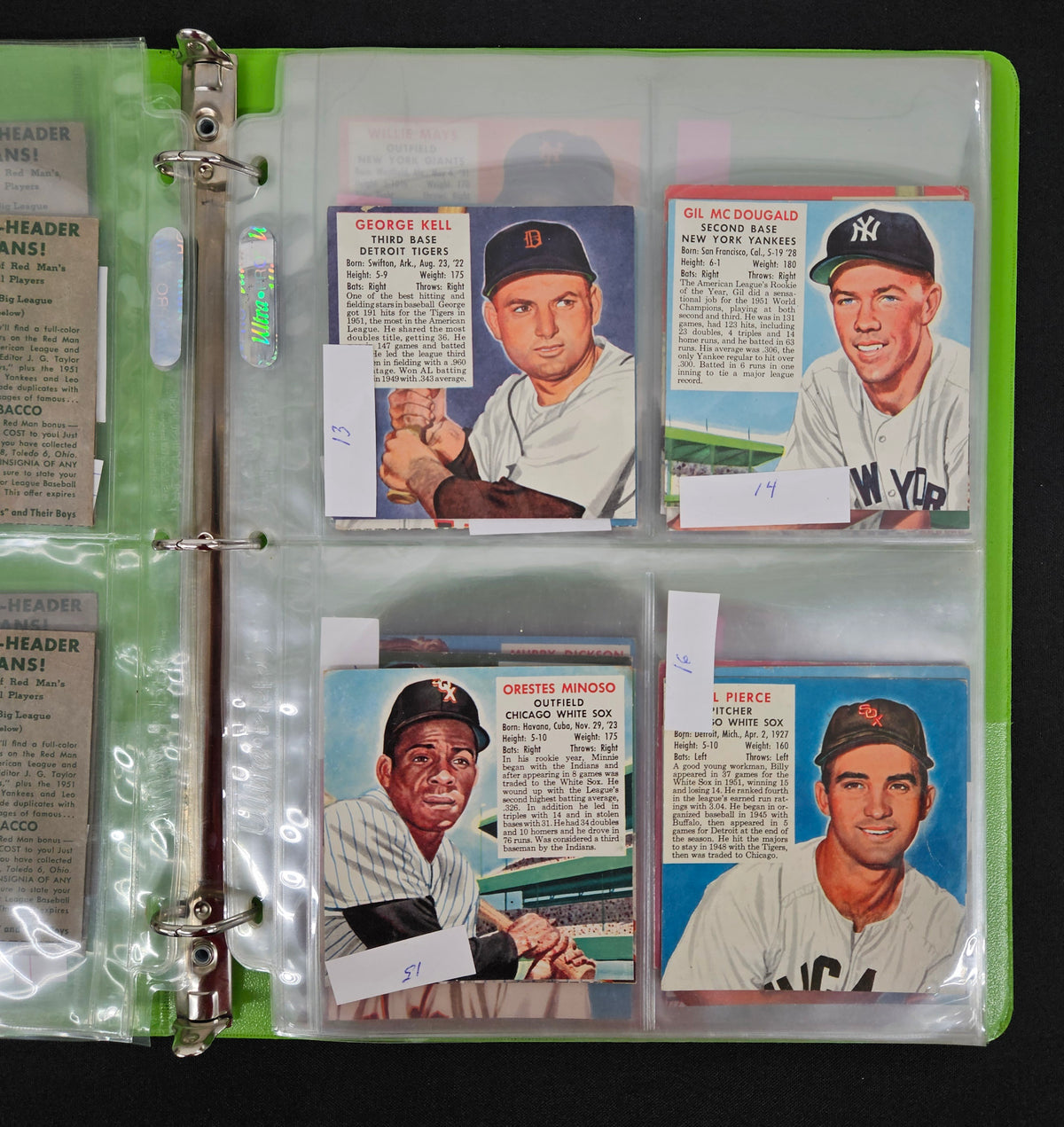 1952 Red Man Baseball Complete Set (52/52) G to EX No Tabs