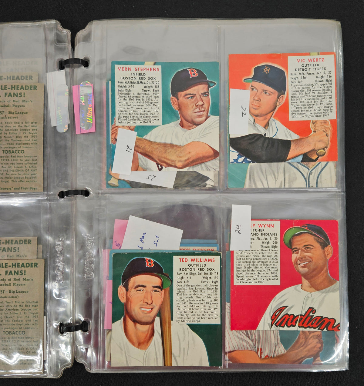 1952 Red Man Tobacco Baseball Complete Set (52/52) VG/VG-EX No Tabs