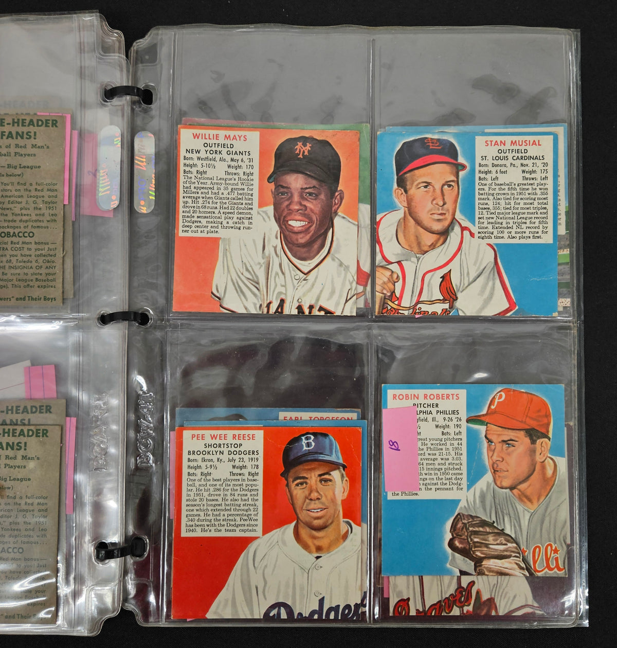 1952 Red Man Tobacco Baseball Complete Set (52/52) VG/VG-EX No Tabs