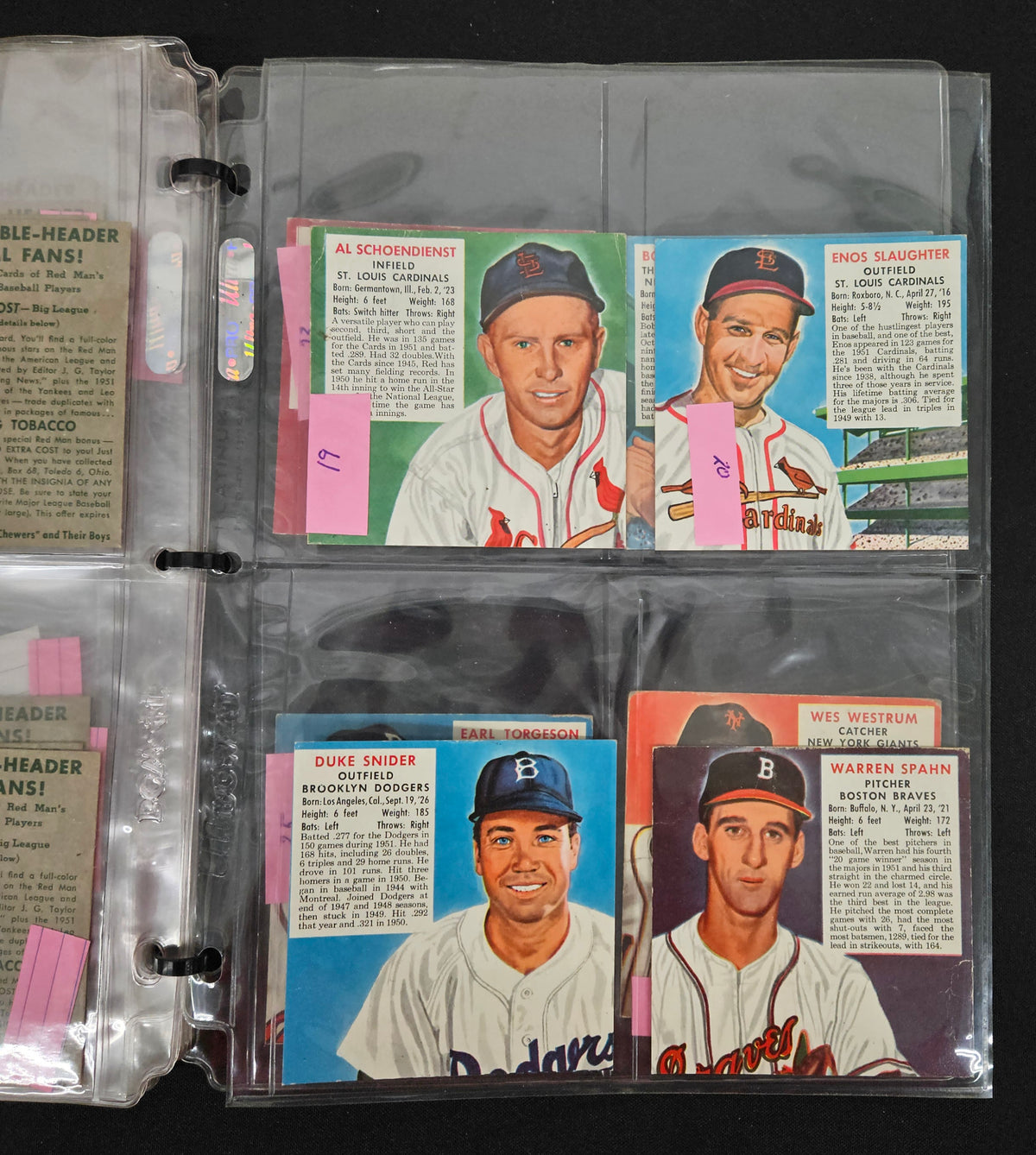 1952 Red Man Tobacco Baseball Complete Set (52/52) VG/VG-EX No Tabs