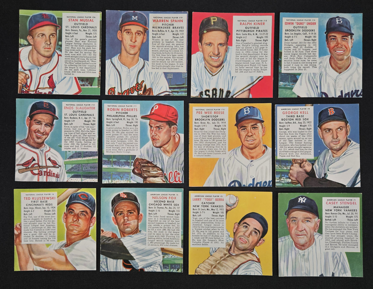 1953 Red Man Tobacco Baseball Complete Set (52/52) Overall EX (No Tabs)