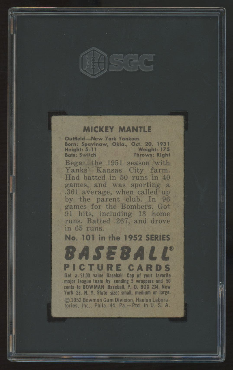 1952 Bowman Mickey Mantle #101 SGC 1