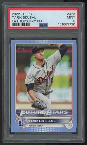 2022 Topps Series Two Tarik Skubal Father's Day Blue /50 #423 PSA 9