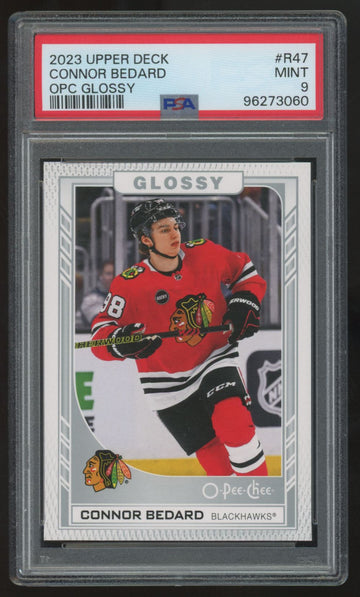 2023-24 Upper Deck Series Two Conor Bedard O-Pee-Chee Glossy #R-47 PSA 9