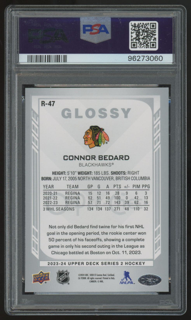 2023-24 Upper Deck Series Two Conor Bedard O-Pee-Chee Glossy #R-47 PSA 9