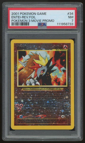 2001 Pokemon Entei Movie Promo Reverse Holo #34 PSA 7 (C)