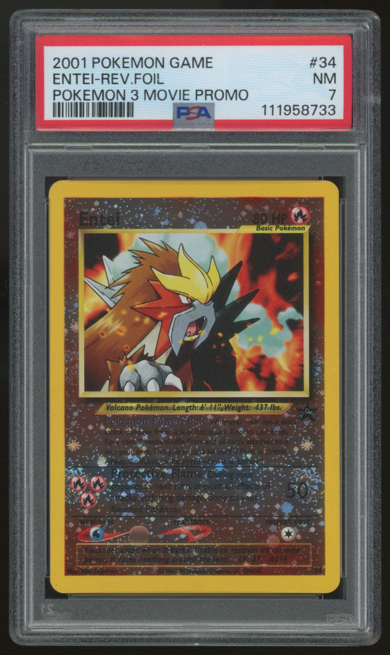 2001 Pokemon Entei Movie Promo Reverse Holo #34 PSA 7 (C)