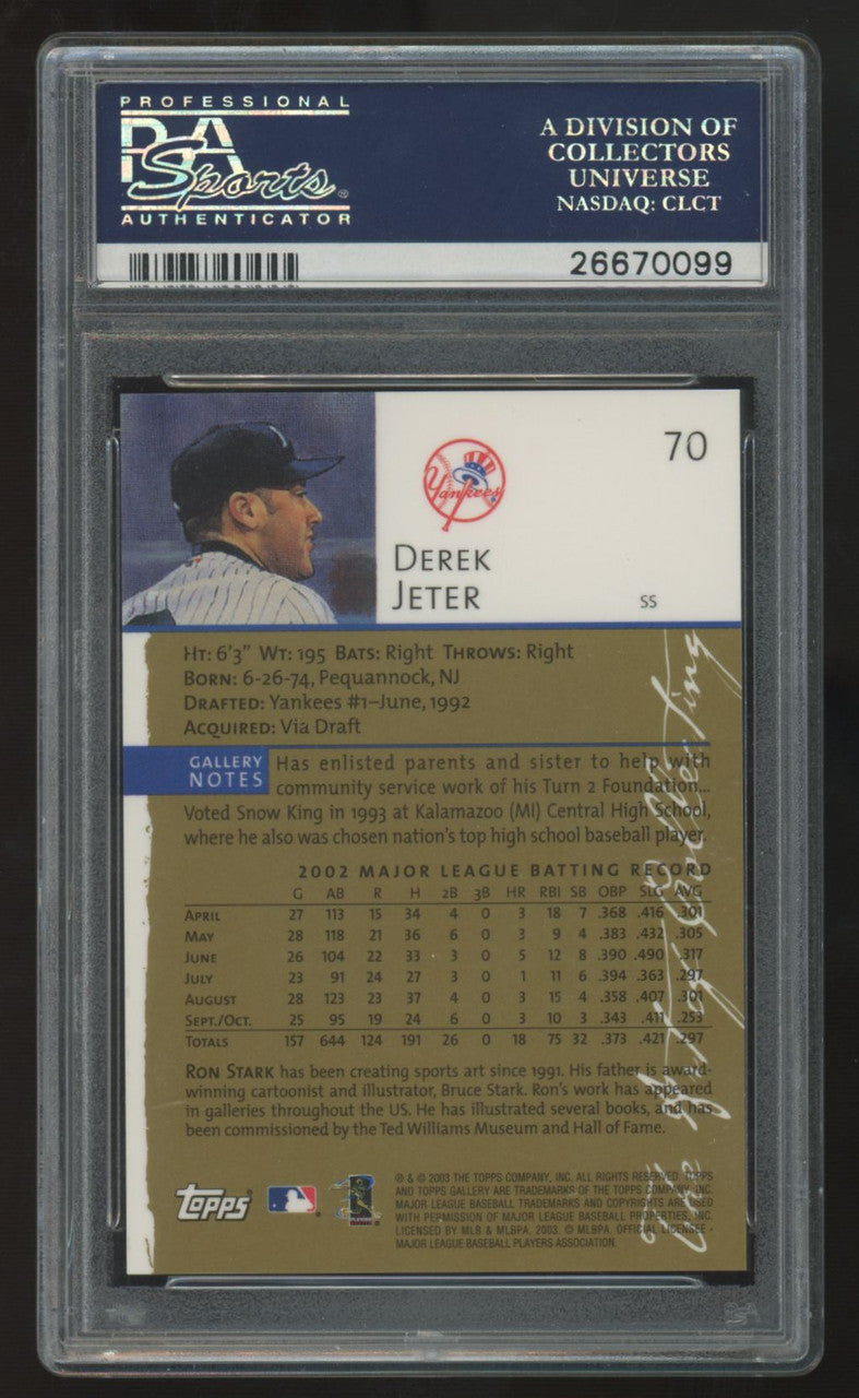 2003 Topps Gallery Derek Jeter Rainbow Refractor #70 PSA 9