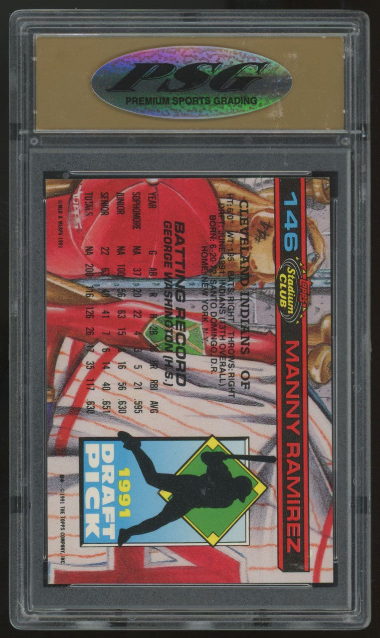 1991 Stadium Club Manny Ramirez RC Draft Pick #146 PSG 10