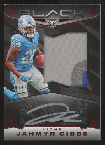 2023 Panini Black Jahmyr Gibbs RC Ruby Patch Auto RPA /15 #214