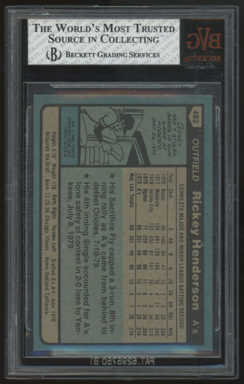 1980 Topps Rickey Henderson RC #482 BVG 7 *102