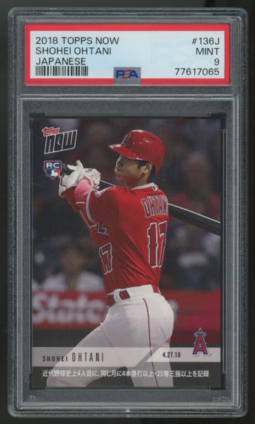 2018 Topps Now Shohei Ohtani RC Japanese Variant #136J PSA 9