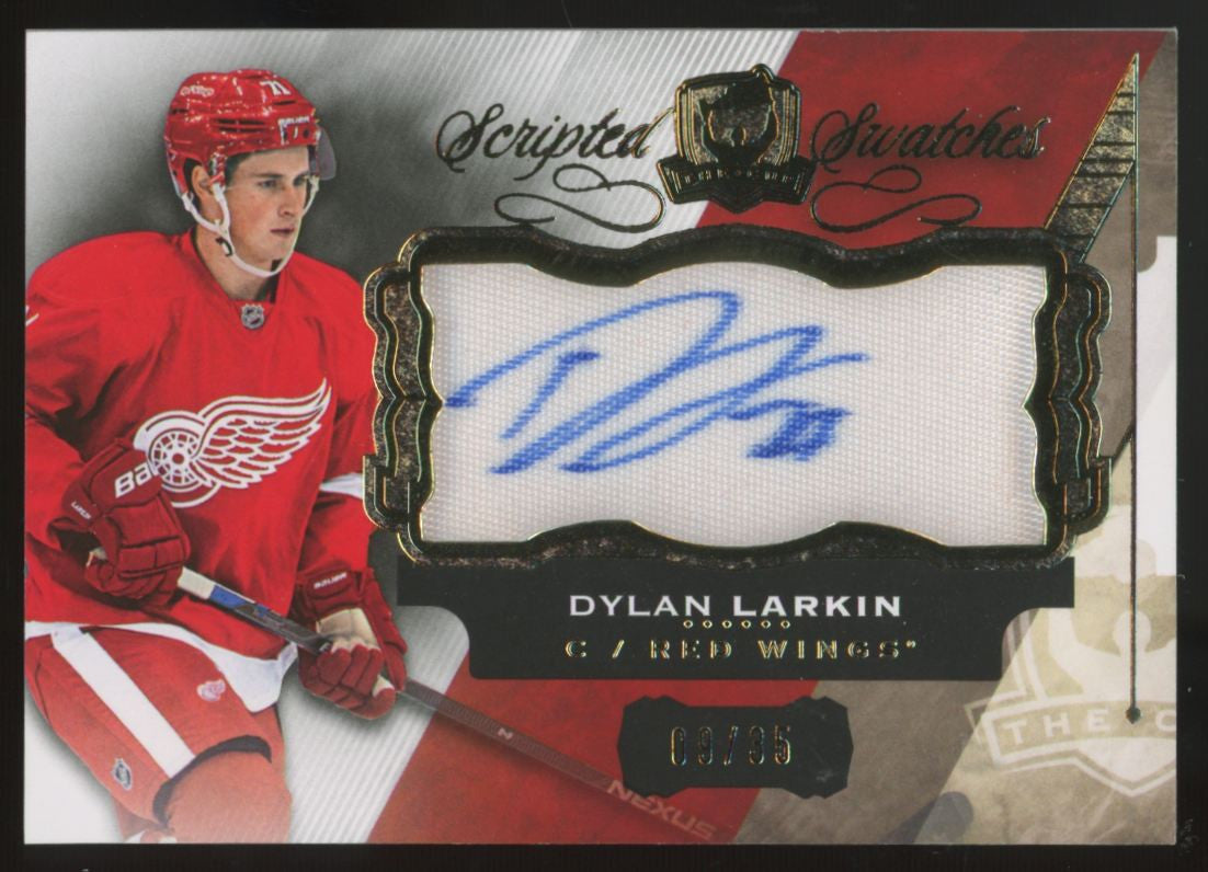 2015-16 UD The Cup Dylan Larkin RC Scripted Swatches Patch Auto /35