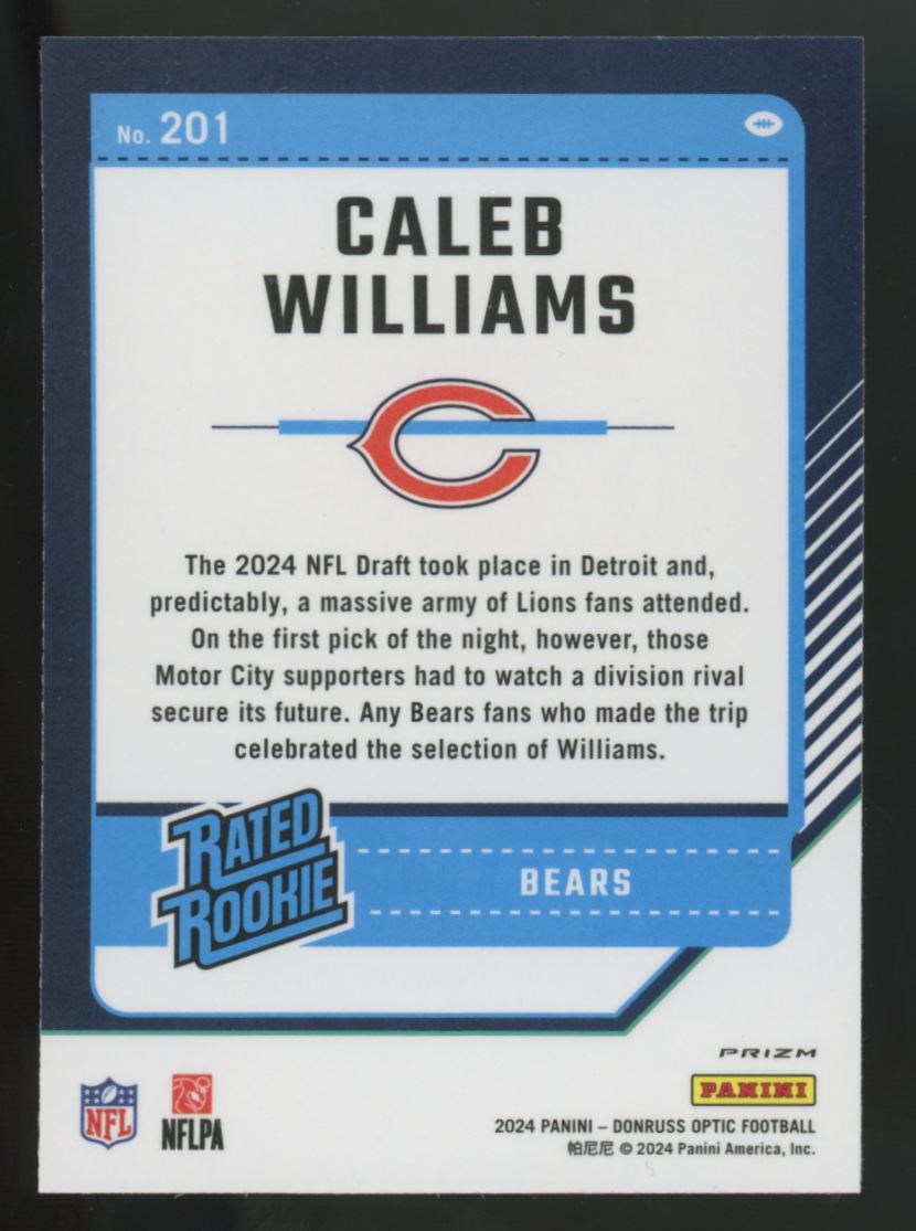 2024 Donruss Optic Caleb Williams RC Rated Rookie Holo #201 "A"