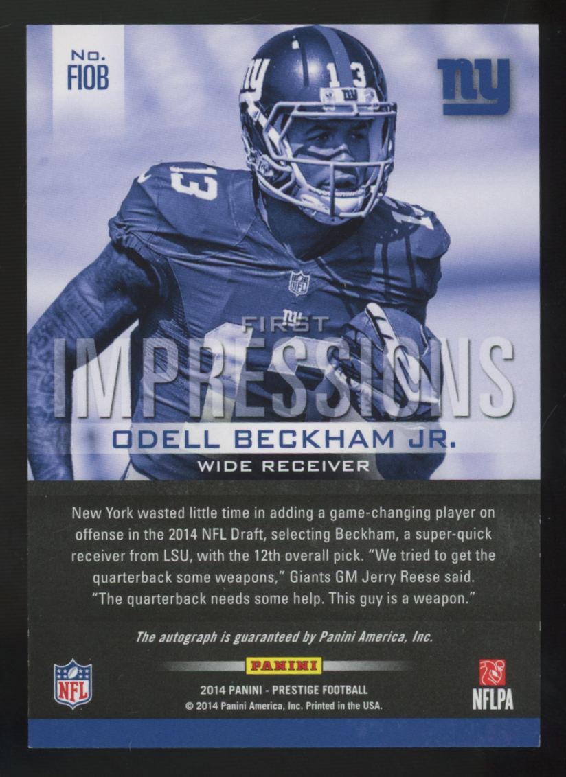 2014 Panini Prestige Odell Beckham Jr. RC First Impressions Auto /99 #FIOB