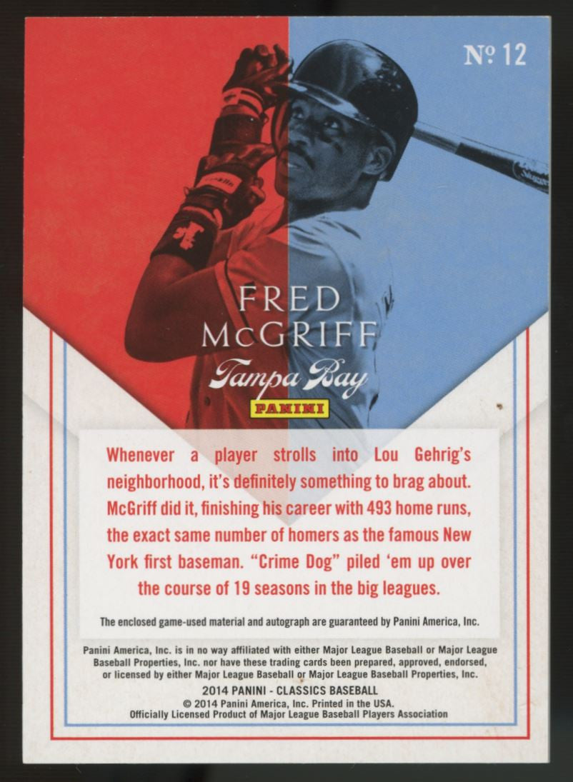 2014 Classics Fred McGriff Home Run Heroes Patch Auto /10 #12