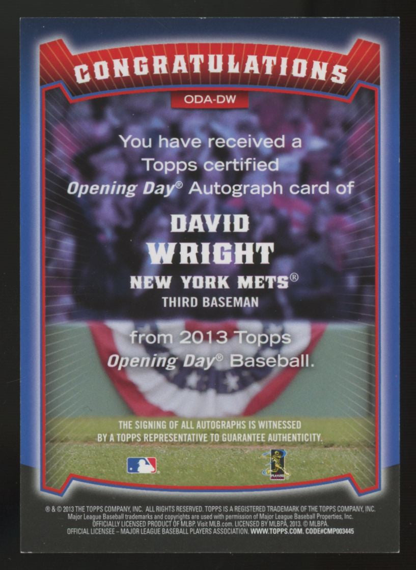 2013 Topps Opening Day David Wright Auto #ODA-DW