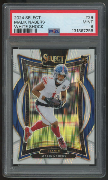 2024 Panini Select Malik Nabers RC Concourse White Shock /199 #29 PSA 9