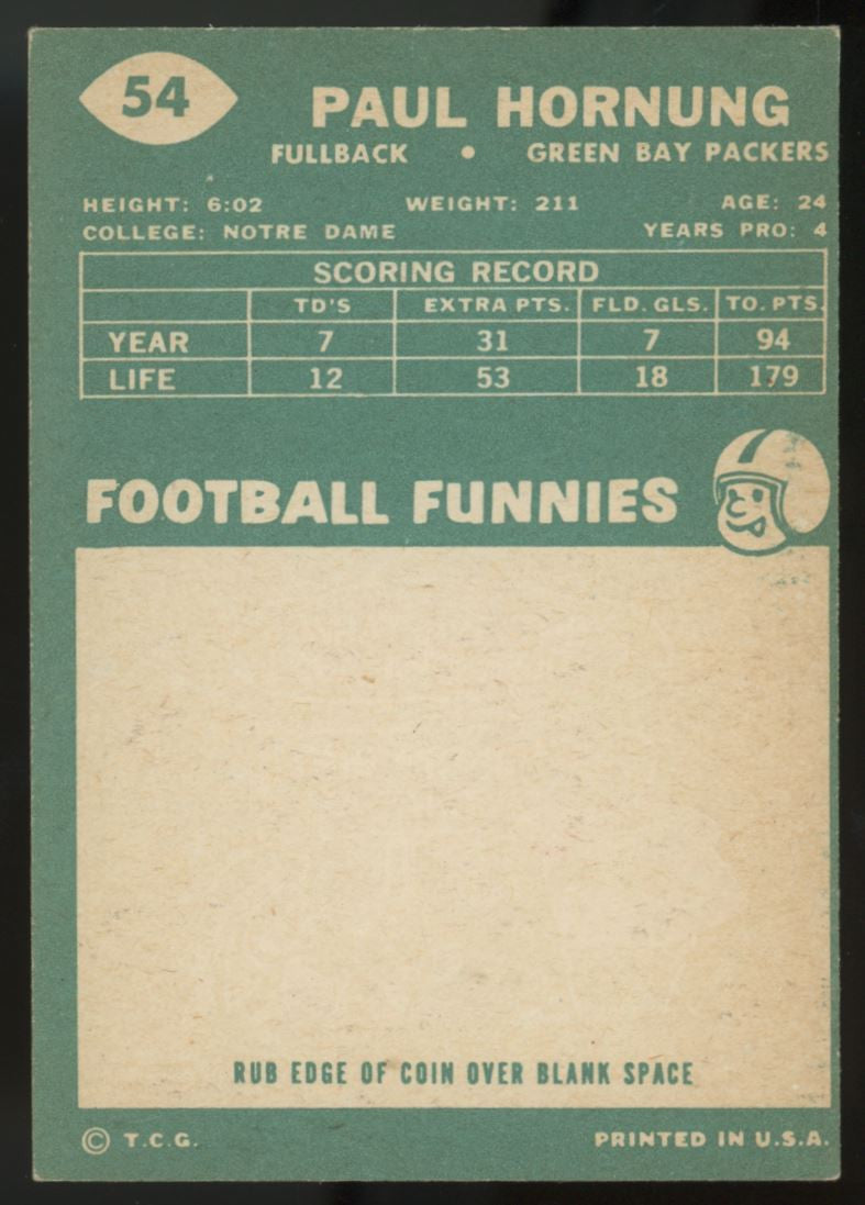 1960 Topps Paul Hornung #54 EX+