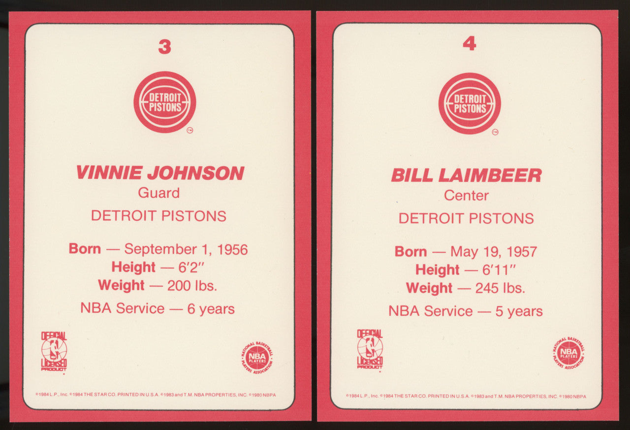 1985 Star Co. Basketball Detroit Pistons Super Teams Set (5)