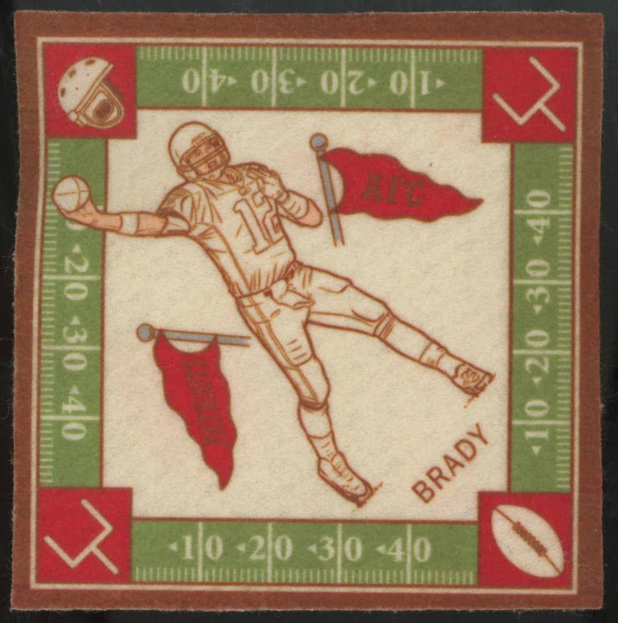2006 Topps Turkey Red Tom Brady White Infield Red Pennant Blanket