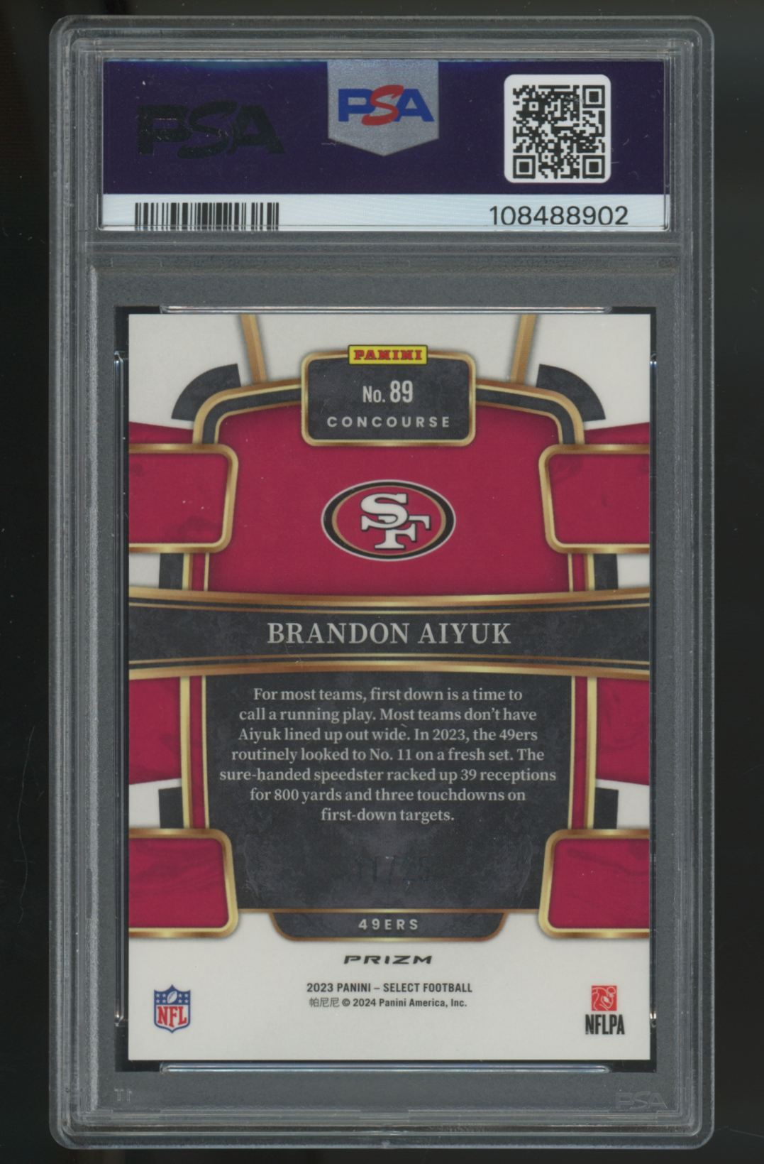 2023 Panini Select Brandon Aiyuk Concourse Tie-Dye Prizm /25 #89 PSA 10