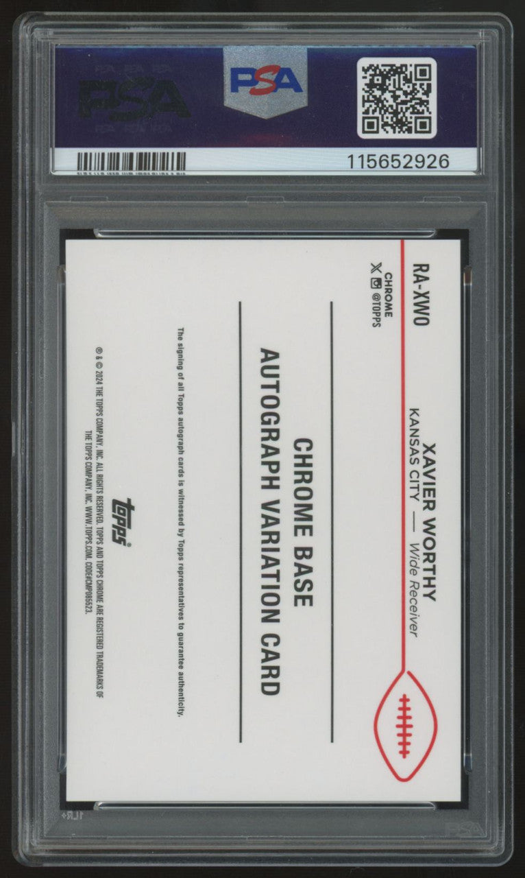 2024 Topps Chrome Xavier Worthy RC Aqua Geometric Auto Variation /199 PSA 10