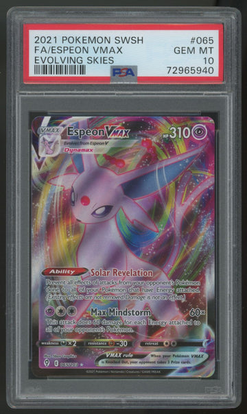 2021 Pokemon Espeon VMAX Evolving Skies Full Art #065 PSA 10 (B)