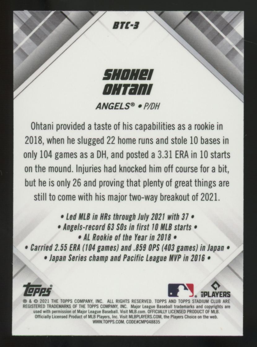 2021 Topps Stadium Club Chrome Shohei Ohtani Beam Team #BTC-3