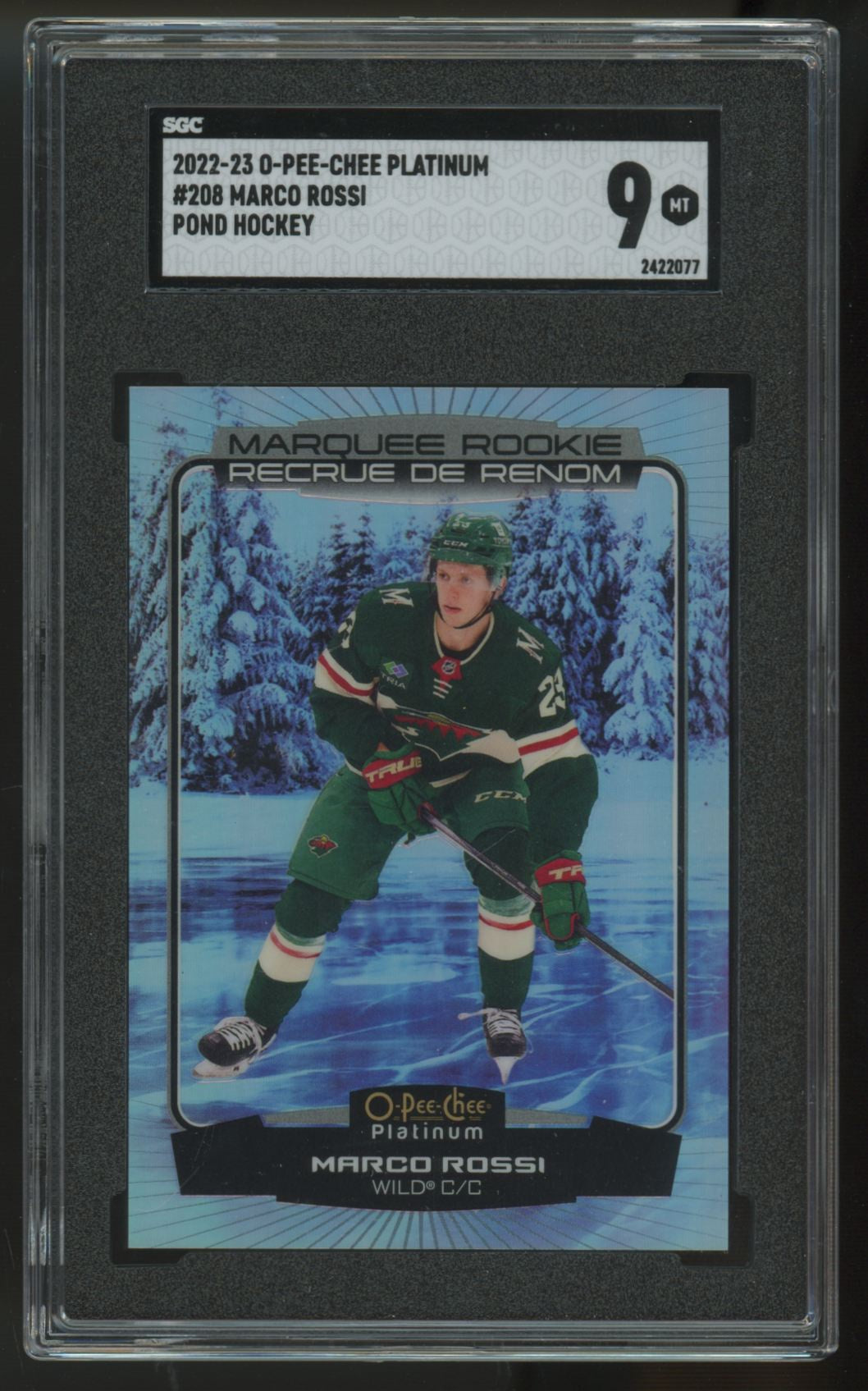 2022-23 O-Pee-Chee Platinum Marco Rossi RC Marquee Pond Hockey #208 SGC 9