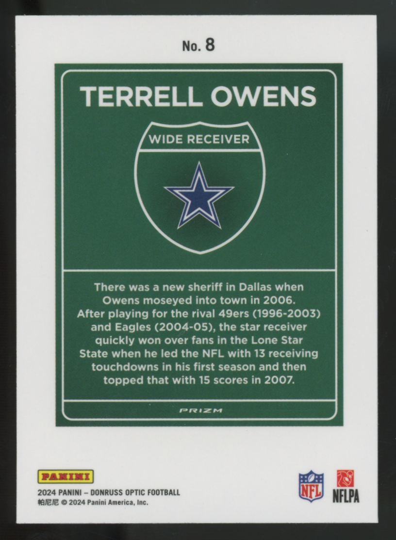 2024 Panini Donruss Optic Terrell Owens Downtown SSP #8