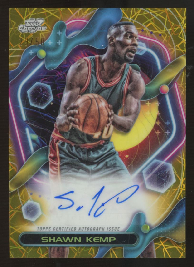 2023-24 Topps Cosmic Chrome Shawn Kemp Gold Interstellar Auto /50 #CCAV-SK