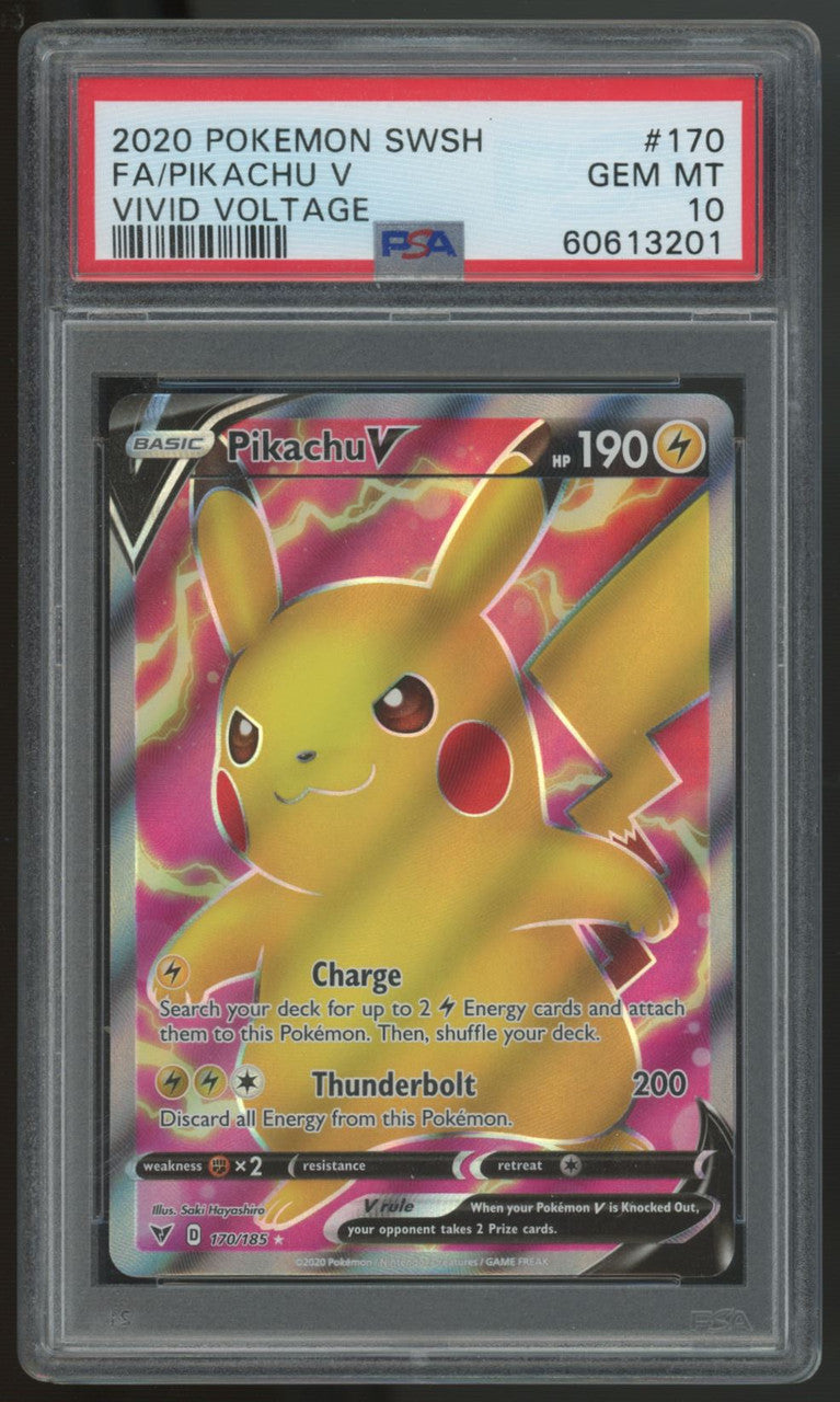 2020 Pokemon Pikachu V Vivid Voltage Full Art #170 PSA 10 (C)