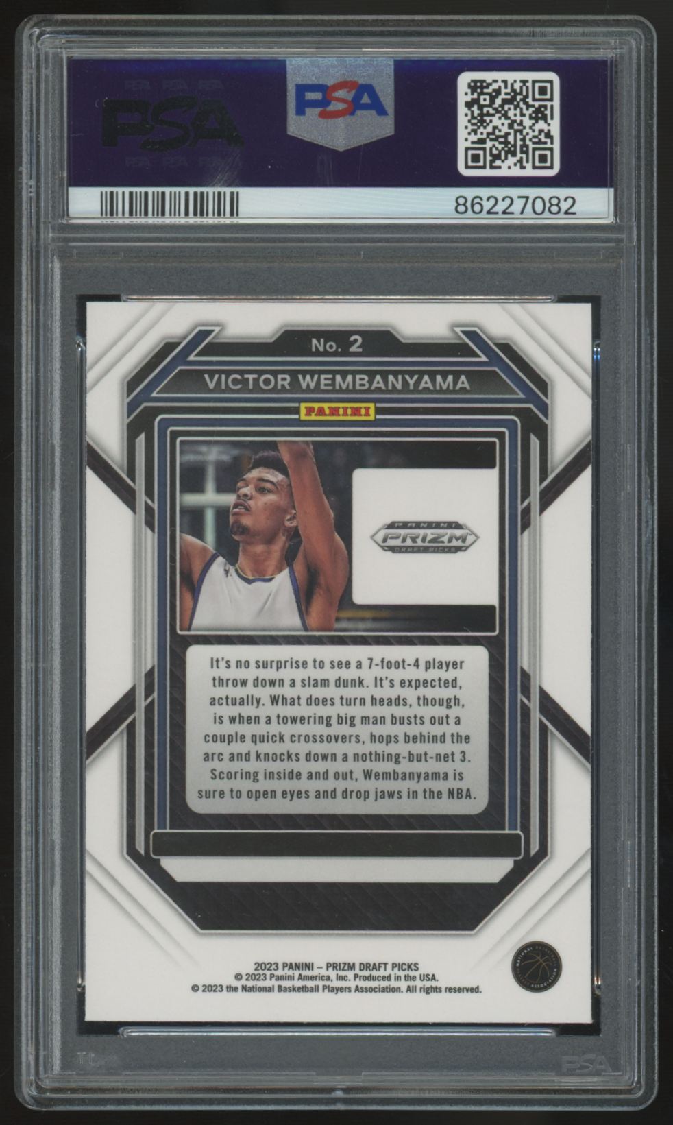 2023-24 Panini Prizm Draft Picks Victor Wembanyama RC #2 PSA 9 *082
