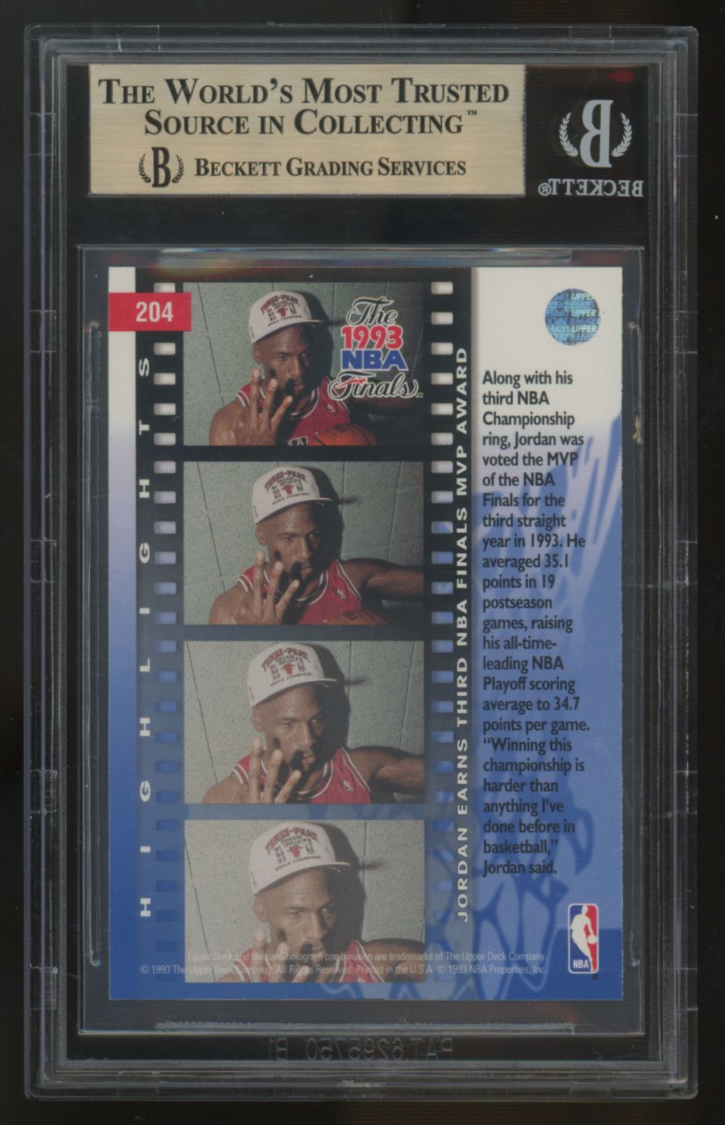 1993-94 Upper Deck Michael Jordan NBA Finals MVP #204 BGS 9.5