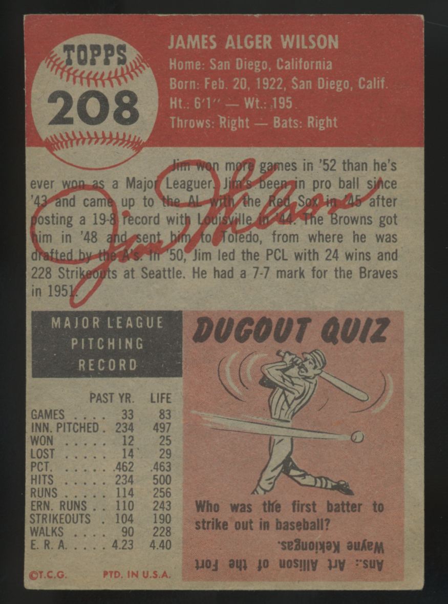 1953 Topps Jim Wilson #208 VG-EX