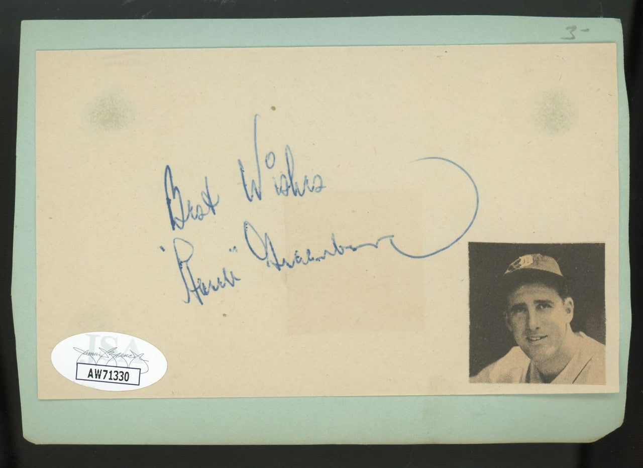 Hank Greenberg Signed Autographed Cut JSA