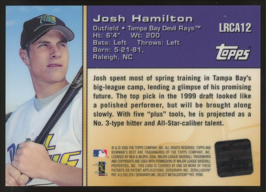 2000 Bowman's Best Josh Hamilton Locker Room Collection Auto #LRCA12 "B"