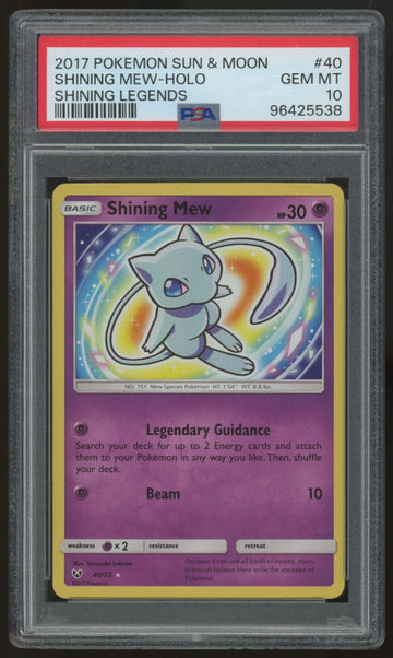 2017 Pokemon Shining Mew Shining Legends Holo #40 PSA 10