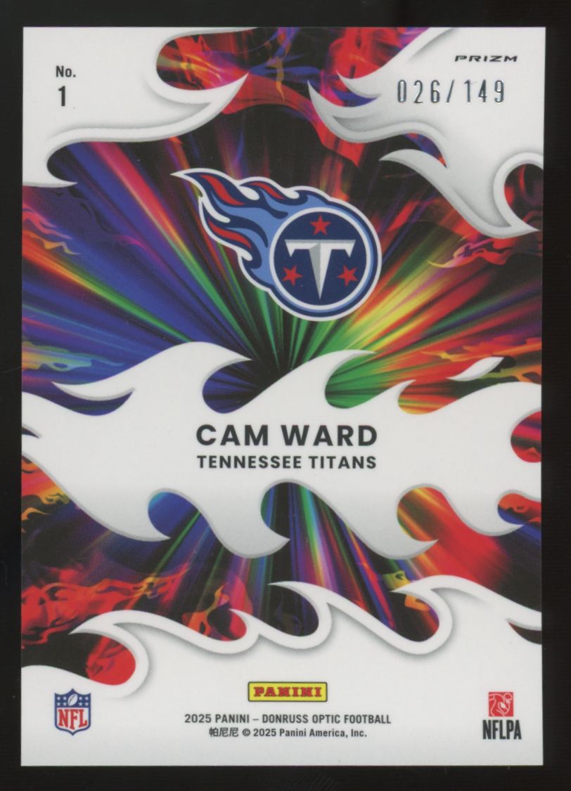 2025 Panini Donruss Optic Cam Ward RC Black Pandora Light It Up /149 #1