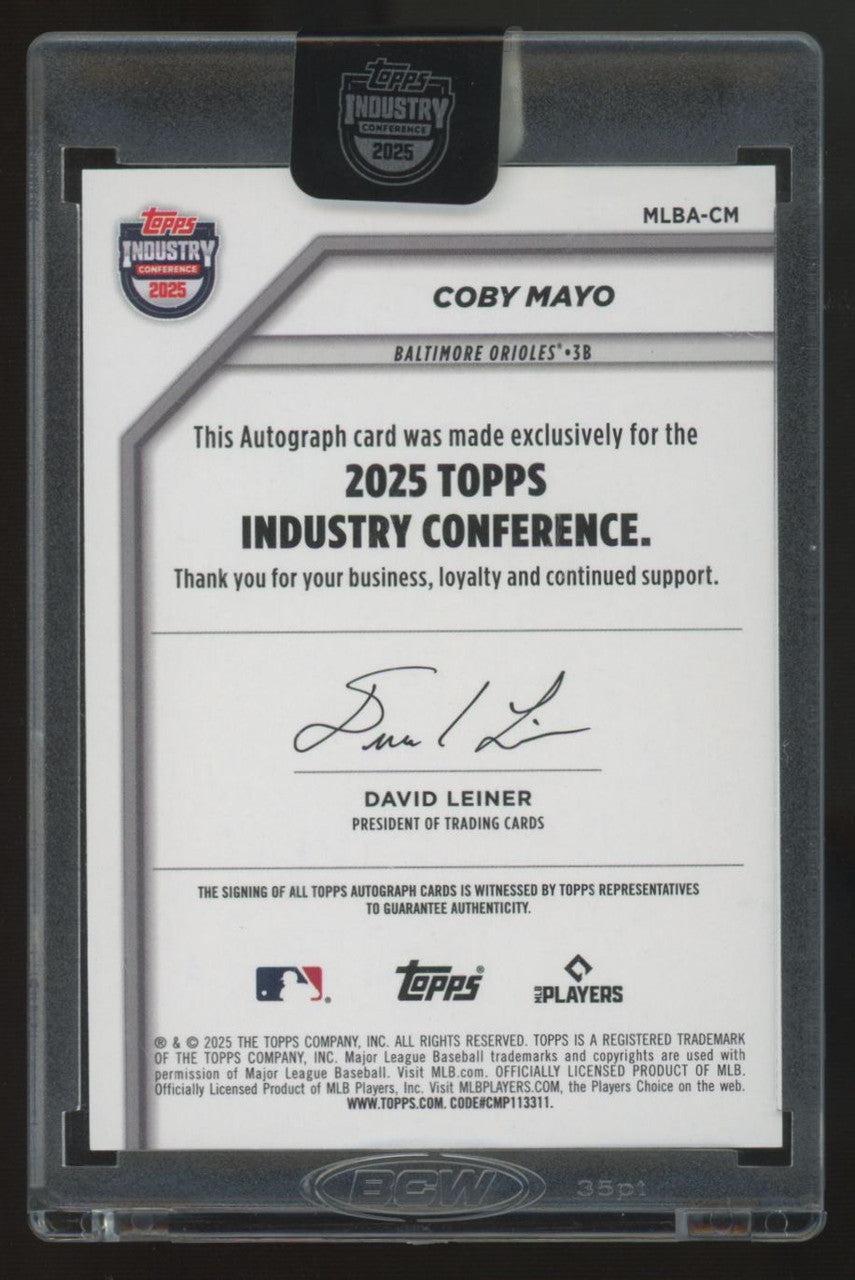 2025 Topps Industry Conference Coby Mayo RC Gold Auto /15 #MLBA-CM