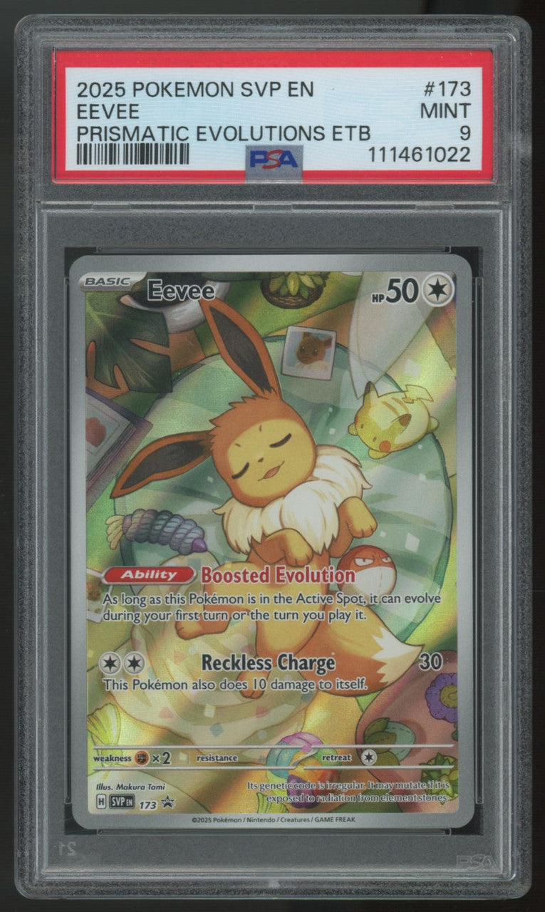 2025 Pokemon Eevee Prismatic Evolutions ETB Promo #173 PSA 9 (C)