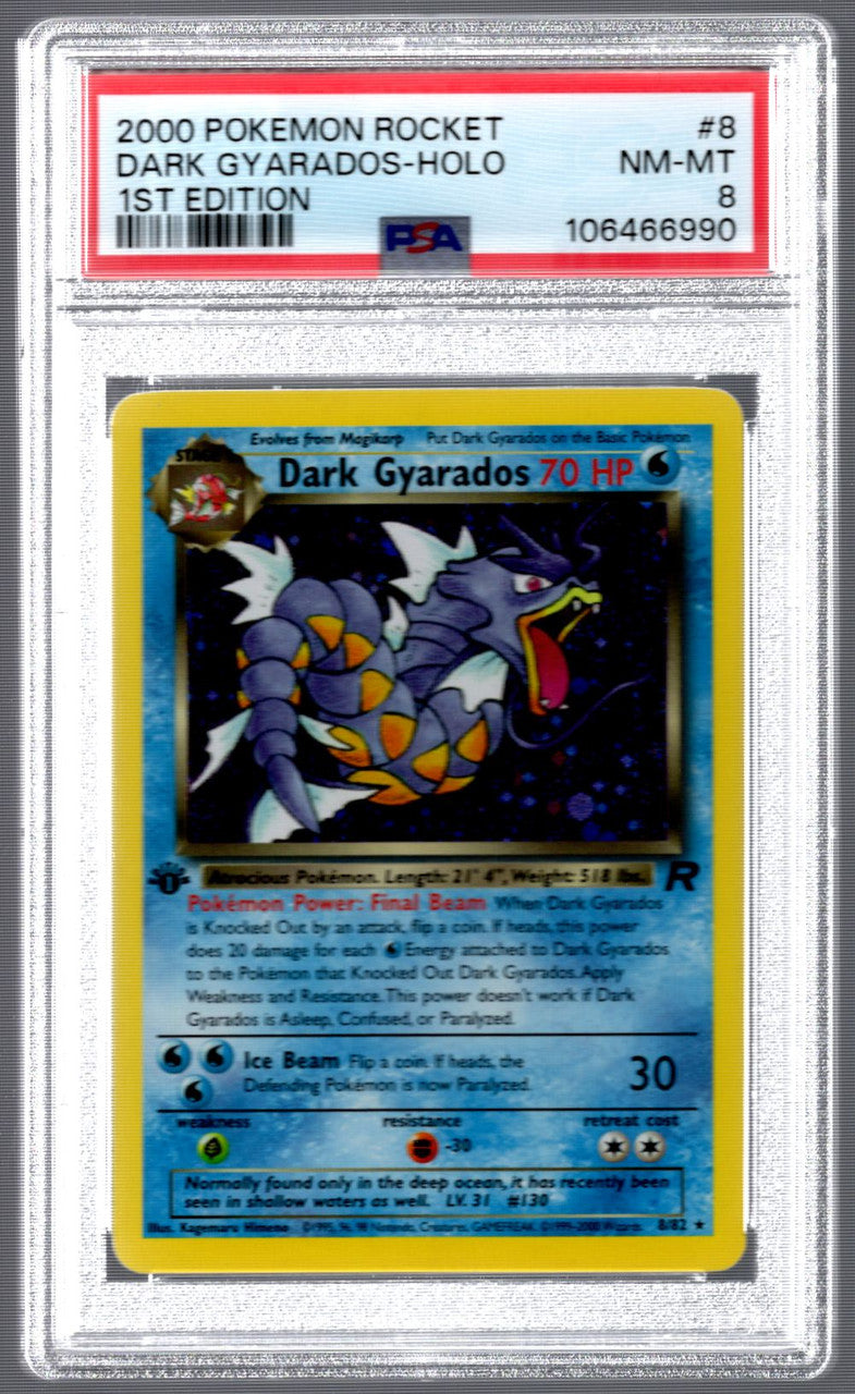 2000 Pokemon Dark Gyarados Team Rocket 1st Edition Holo #8 PSA 8