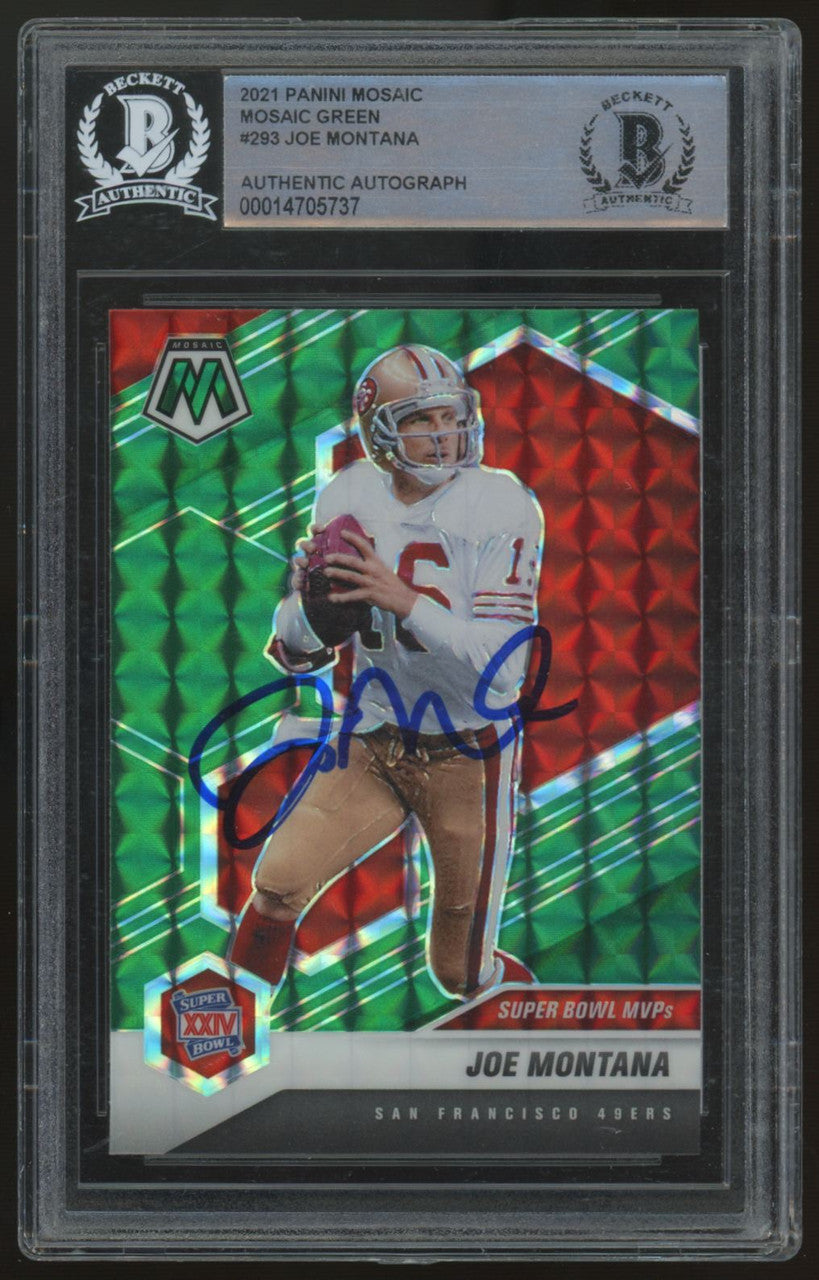 2021 Panini Mosaic Joe Montana Green Signed Auto #293 BGS Authentic