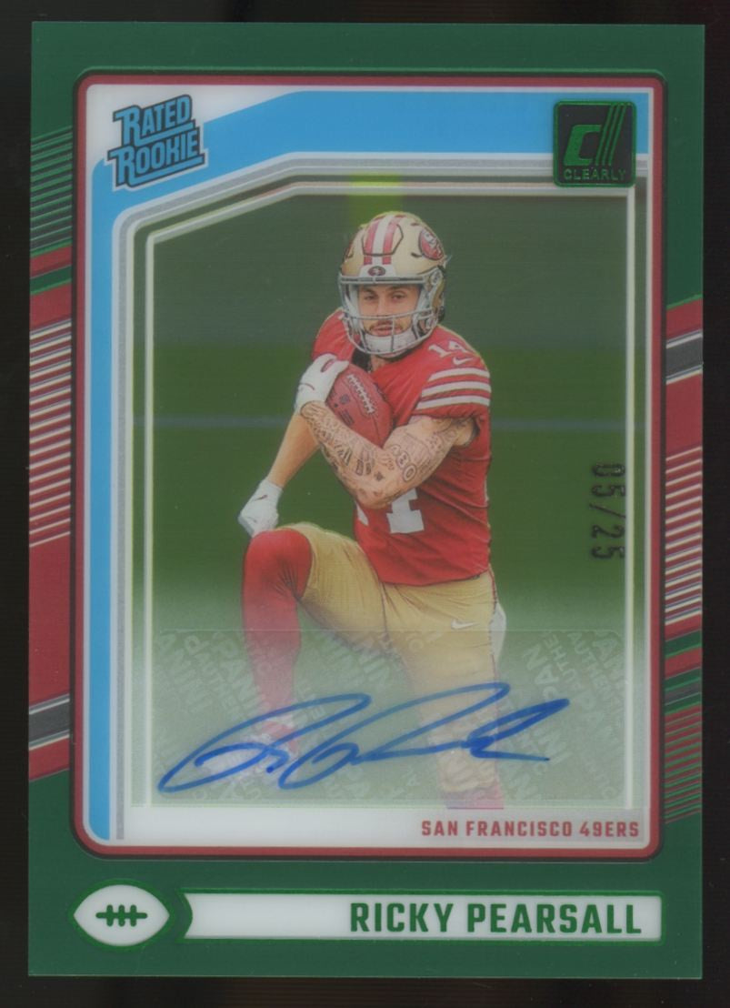 2024 Panini Clearly Donruss Ricky Pearsall RC Rated Rookie Green Auto /25 #65