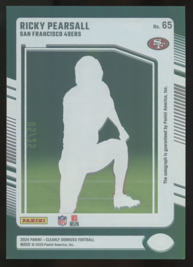 2024 Panini Clearly Donruss Ricky Pearsall RC Rated Rookie Green Auto /25 #65